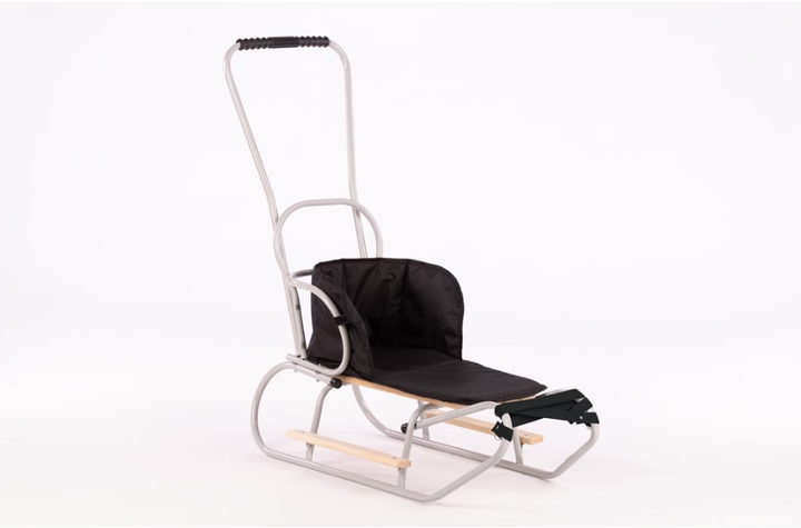 Solidne sanki z materacem oparcie pchacz podnóżek Light Grey