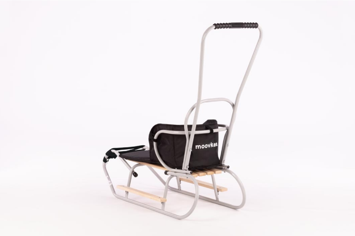 Solidne sanki z materacem oparcie pchacz podnóżek Light Grey