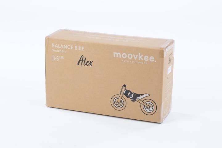 Rowerek Biegowy drewniany do nauki jazdy MOOVKEE. Alex Black